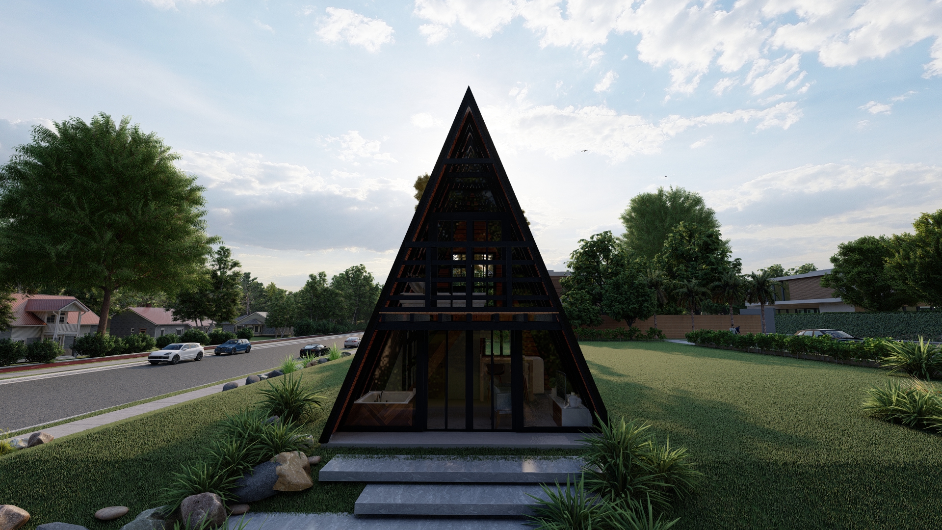 Render do Chalé A-frame P41