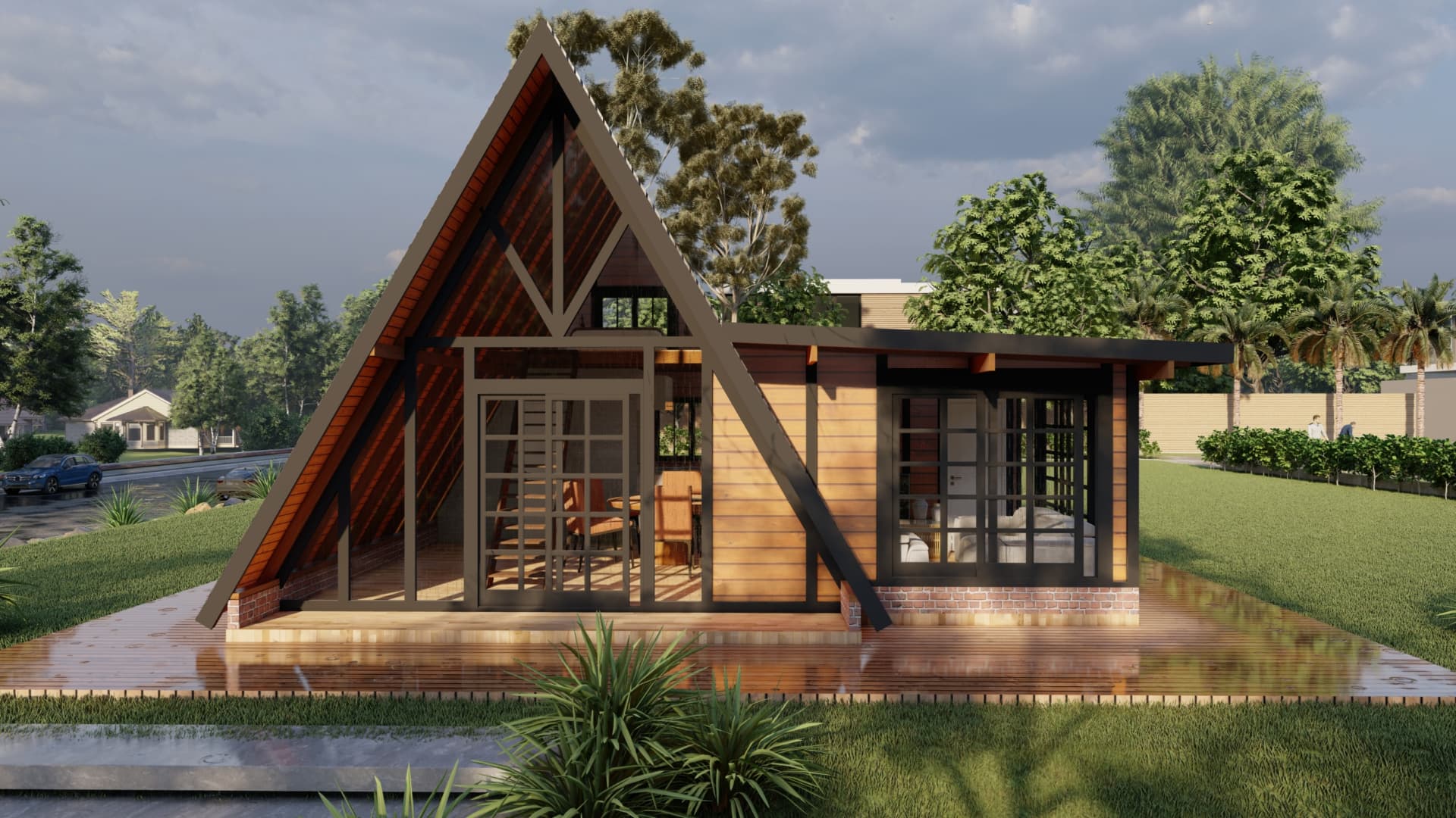 Perspectiva frontal com deck