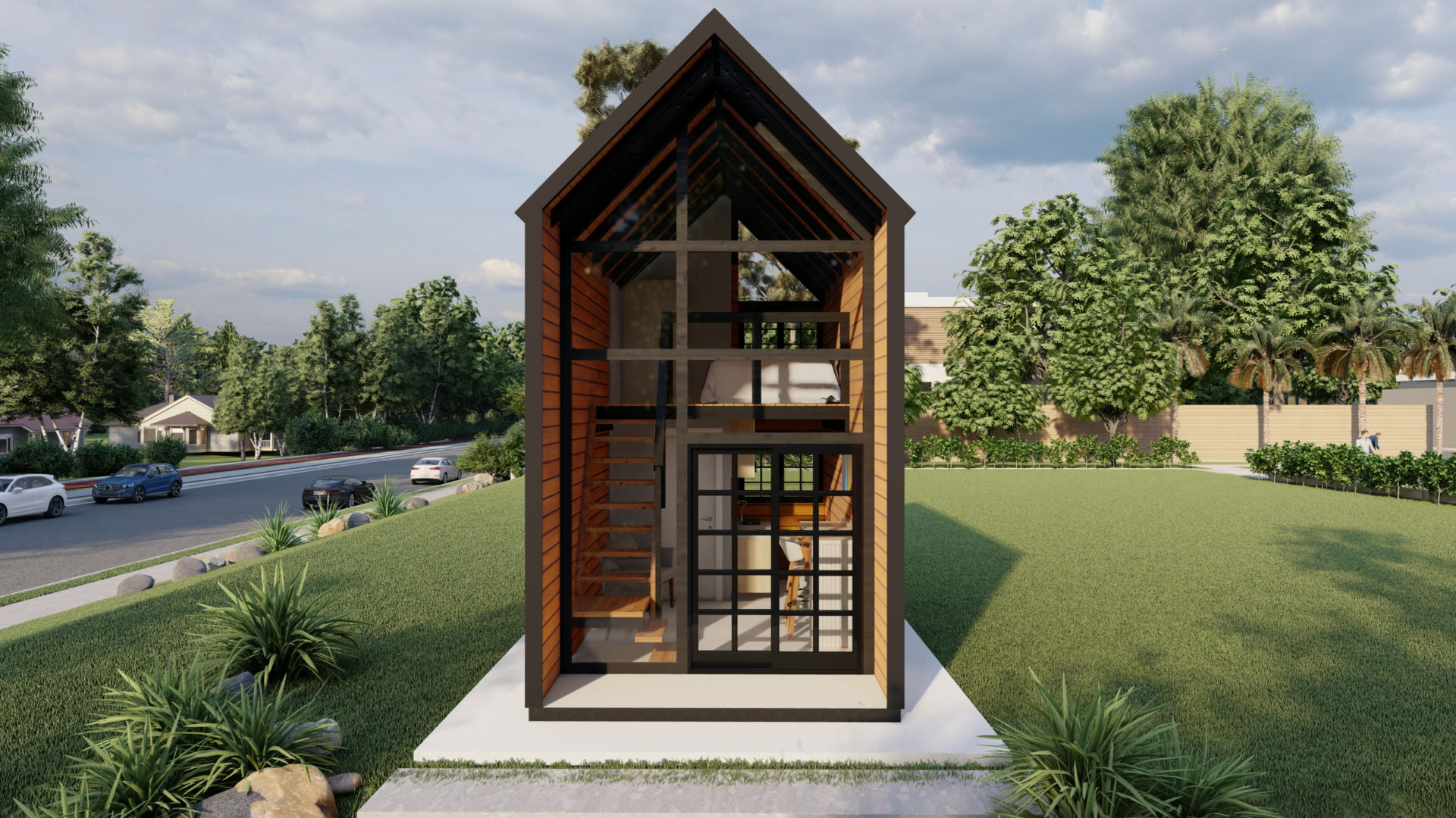 Render do Chalé A-frame P27