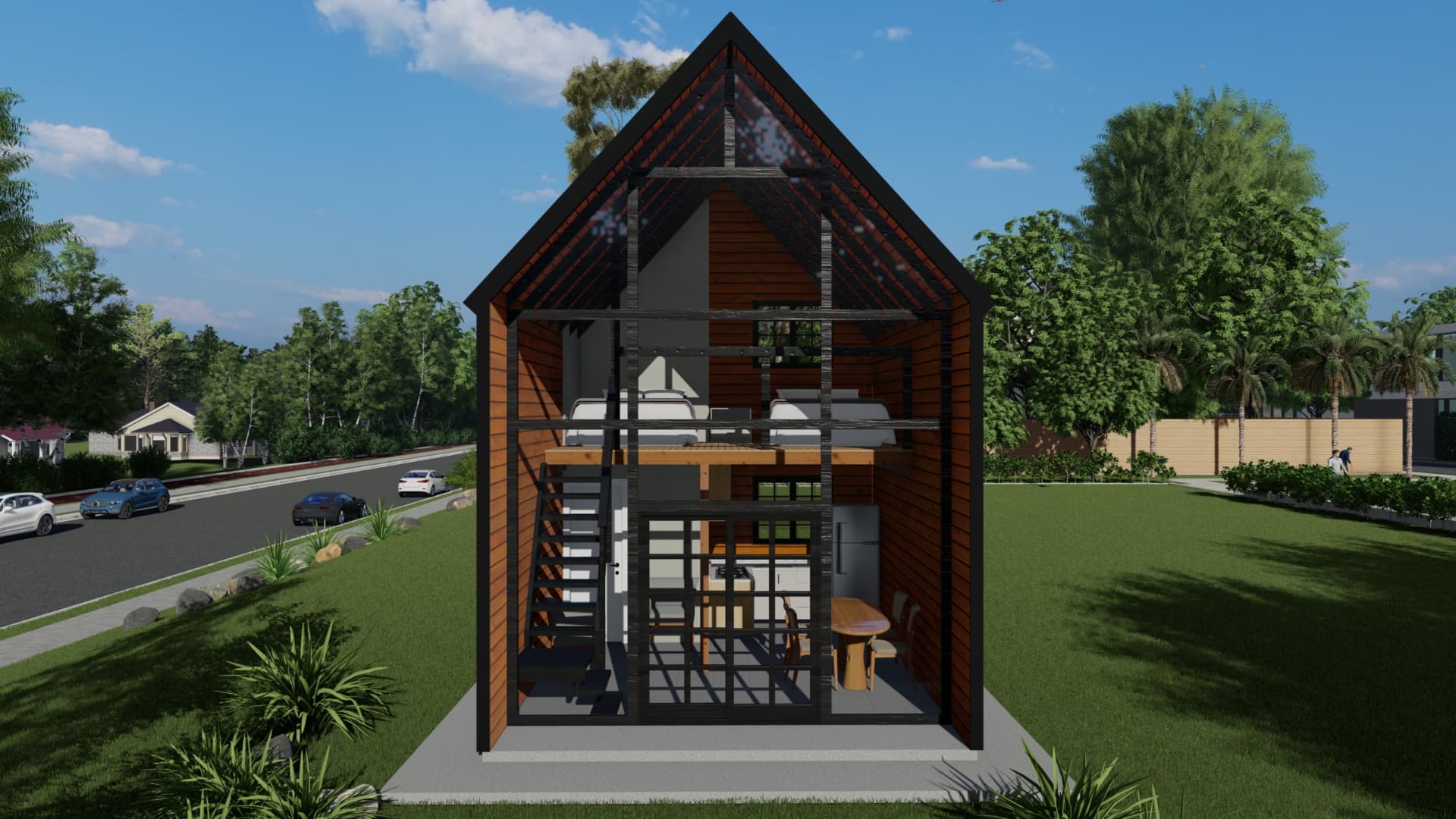 Render do Chalé A-frame P26
