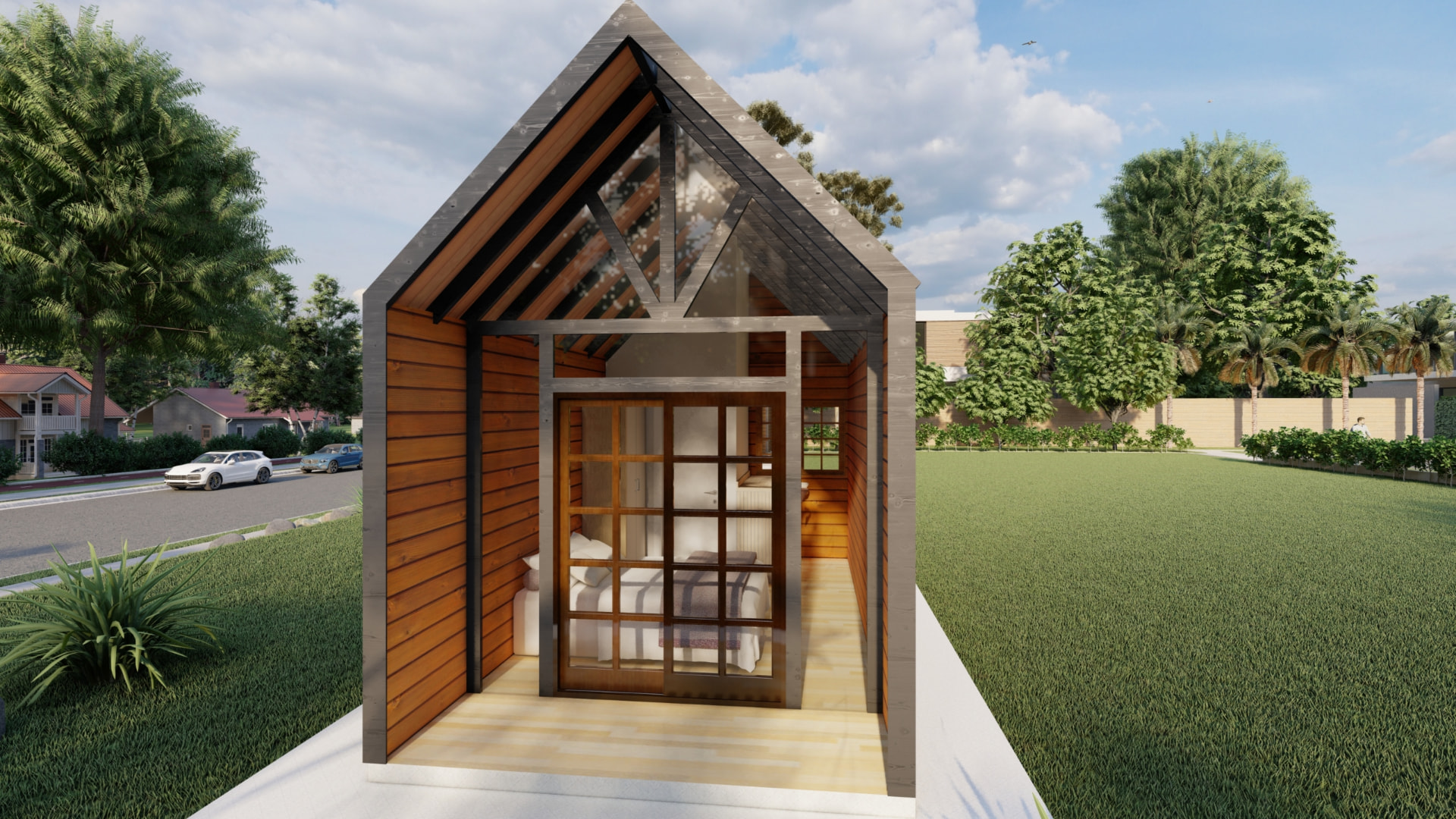 Render do Chalé A-frame P20