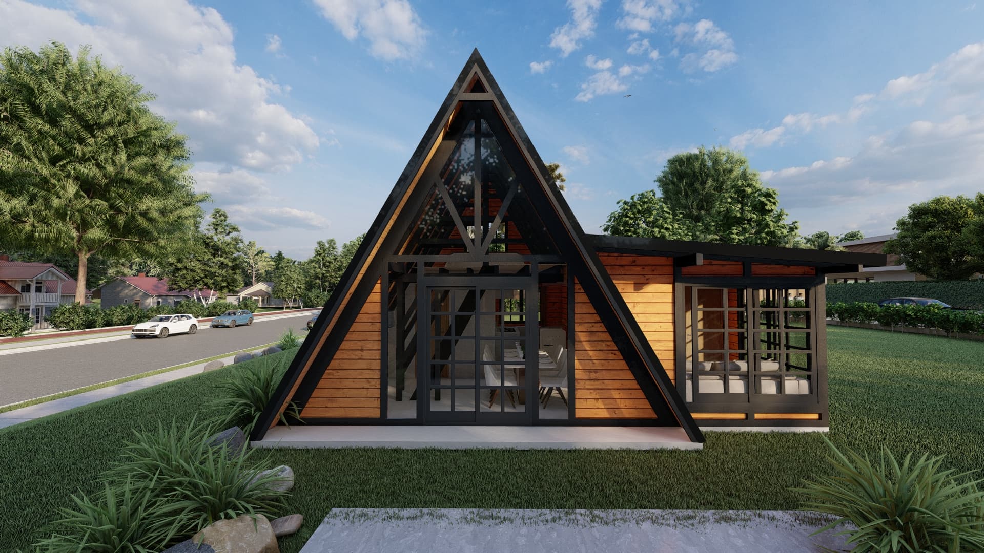 Render do Chalé A-frame P39