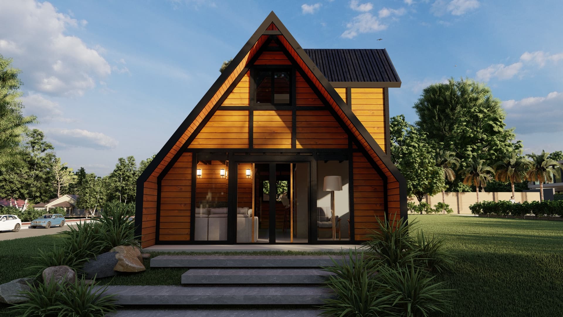 Render do Chalé A-frame P29