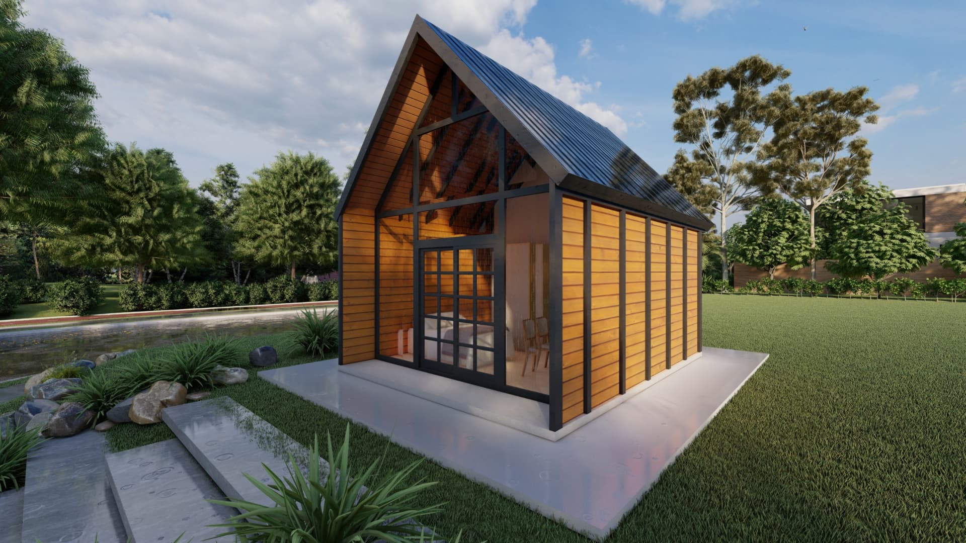 Render do Chalé A-frame P25
