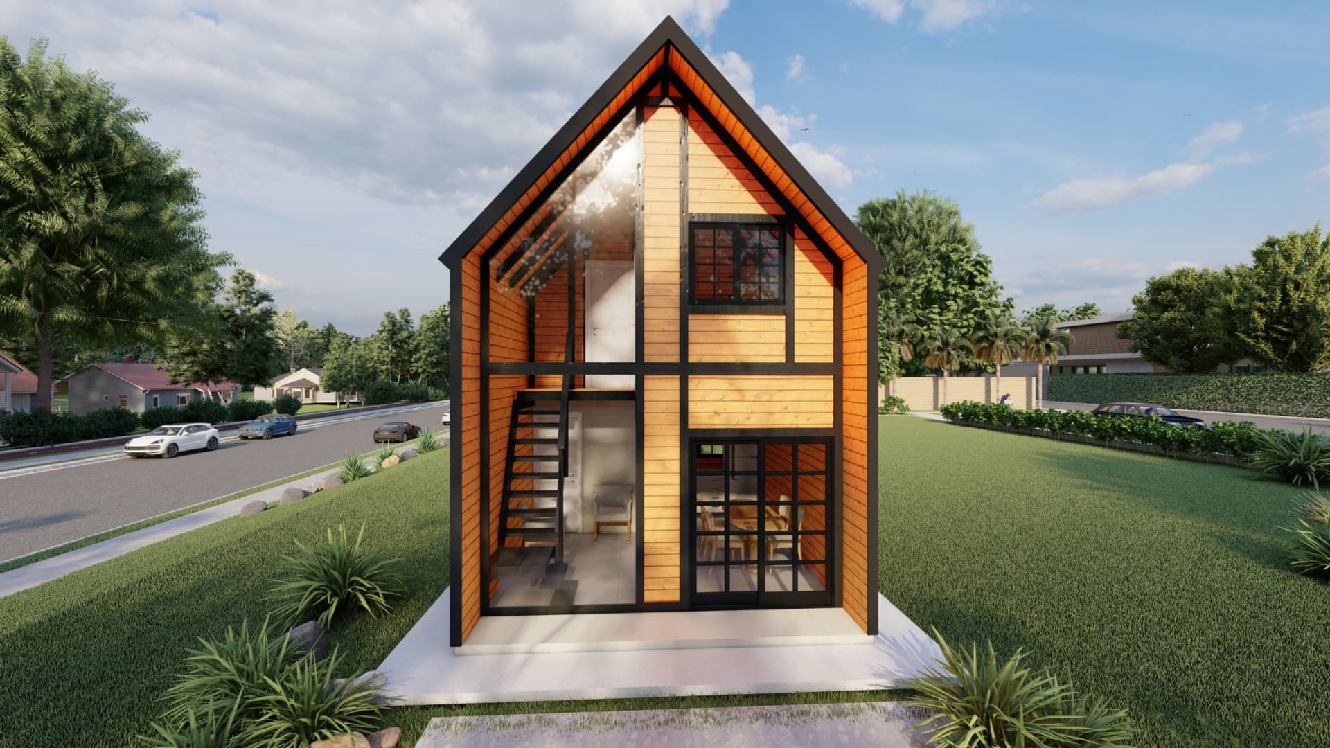Render do Chalé A-frame P28