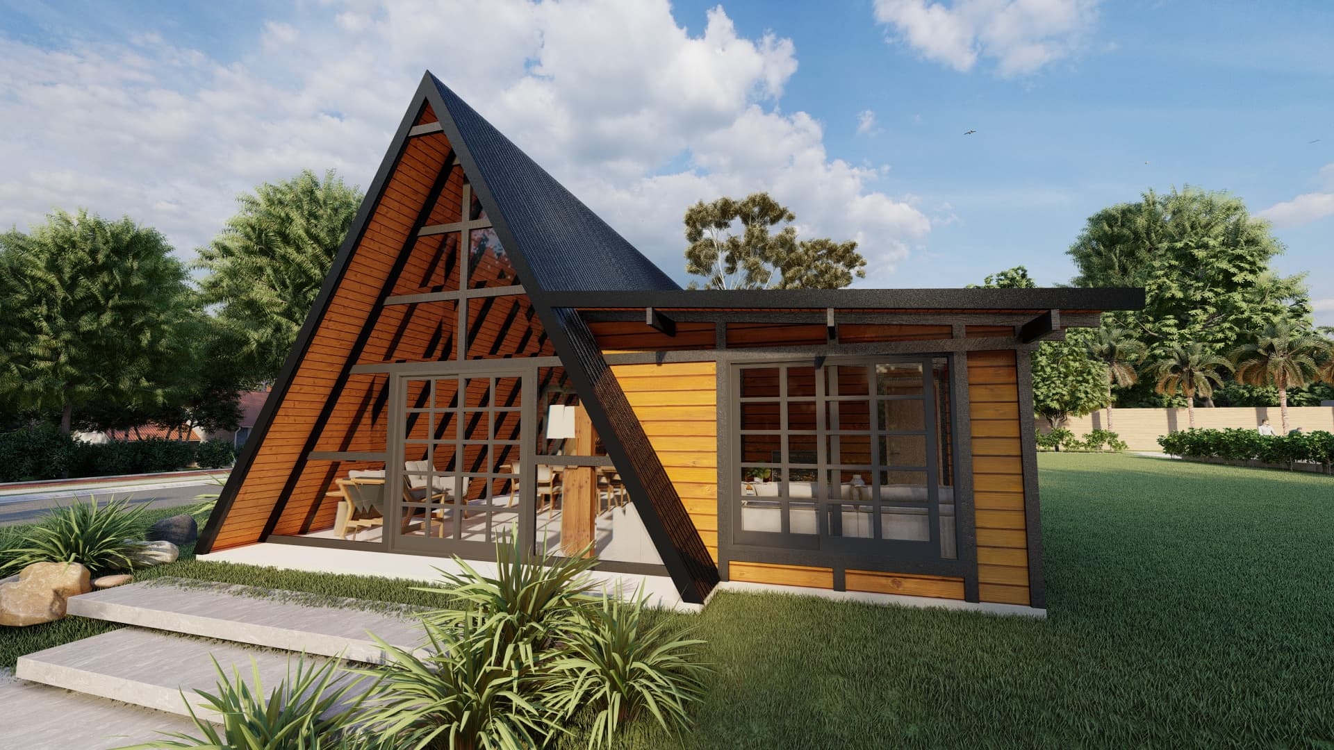 Render do Chalé A-frame P44