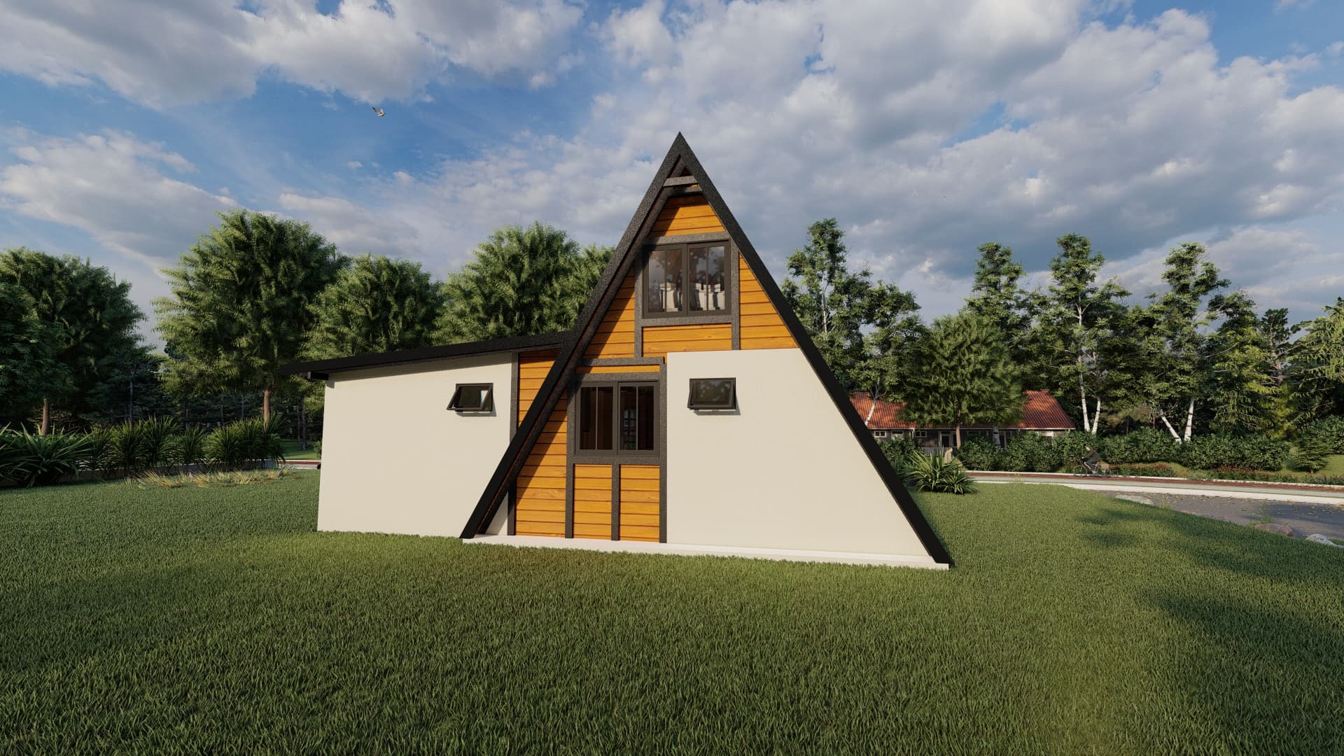 Fachada lateral do A-frame