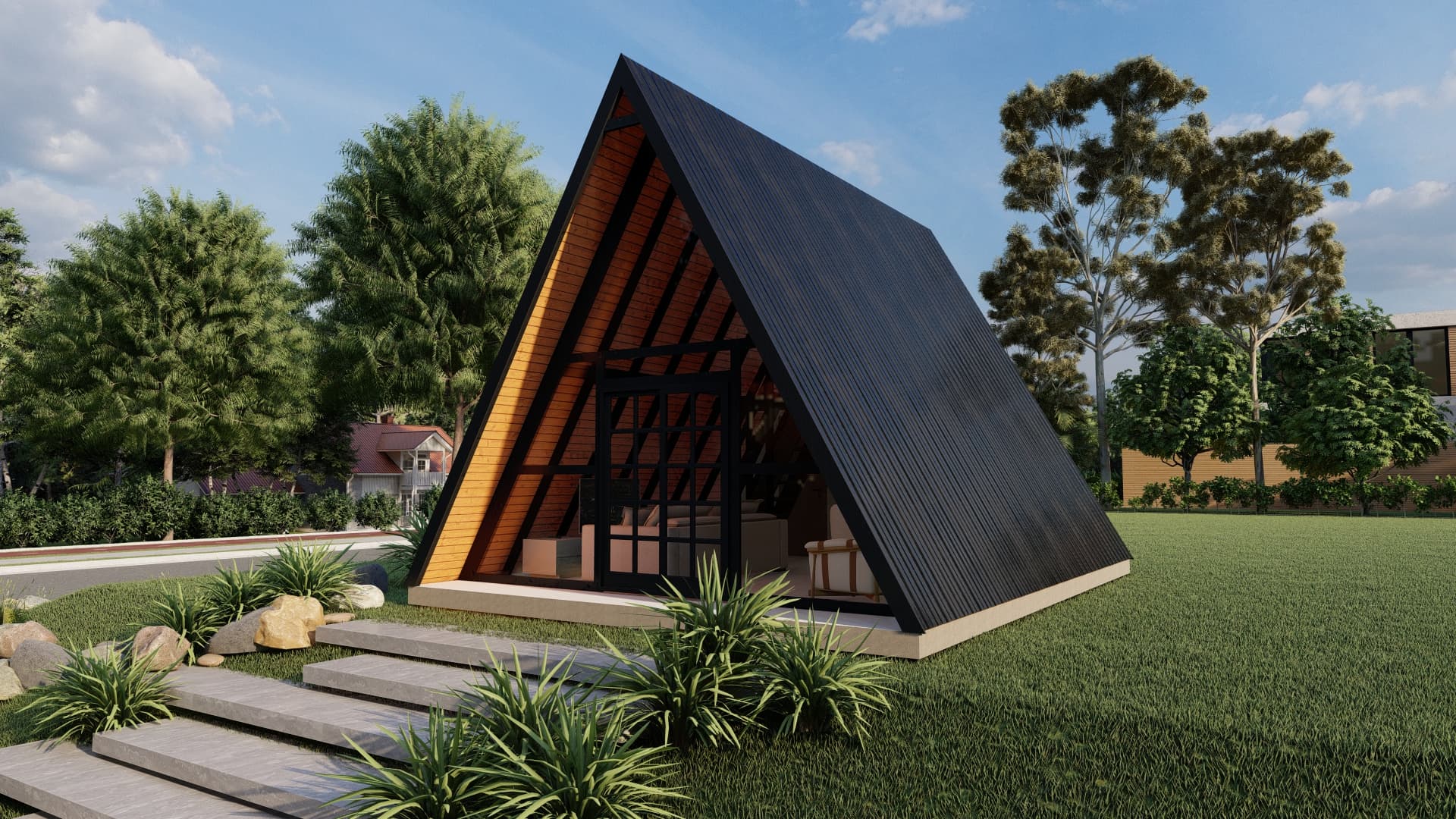 Render do Chalé A-frame P36
